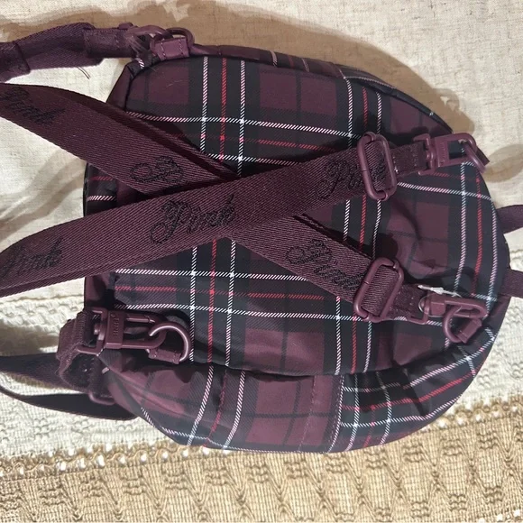 Victoria's Secret Plaid Backpack - Burgundy and Black - Picture 7 of 7